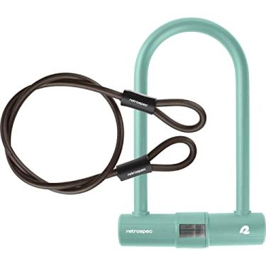 Imagem de Retrospec Lookout Cadeado de bicicleta U-Lock com cabo de segurança de 1,8 m, suporte, trava de bicicleta antirroubo resistente com manilha de 14 mm, resistente a picaretas e design antirotação seguro
