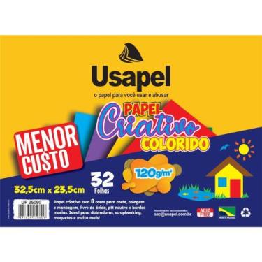 Imagem de Bloco de Papel para Educação Artística Usapel - 8 Cores - 32 Folhas - 