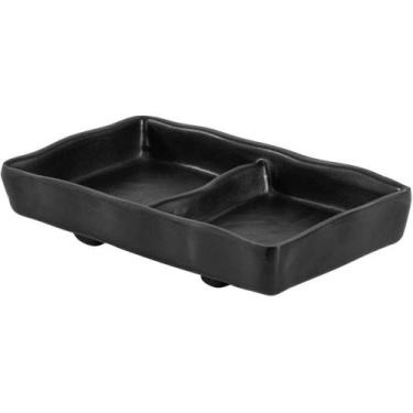 Imagem de Porta Molhos Melamina Profissional Shoyu com Divisória 60ml Preto Molh