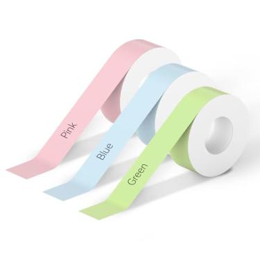 Imagem de PeriPage Fita de etiqueta contínua à prova d'água resistente a óleo, 1,4 cm x 4,2 m, sem BPA, compatível com mini impressoras de etiquetas P10/D11/D110 (coloridas 3 rolos)