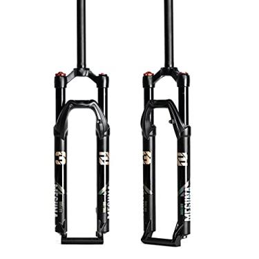 Imagem de MEGHNA Garfo dianteiro de suspensão de bicicleta, garfo de suspensão a ar leve, de liga de alumínio, tubo reto, 27,5/73,7 cm, freio a disco para mountain bike, 28,6 mm, garfo dianteiro reto sem rosca