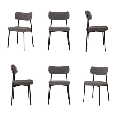 Imagem de Kit com 6 Cadeiras para Sala de Jantar Mona Yescasa Cinza