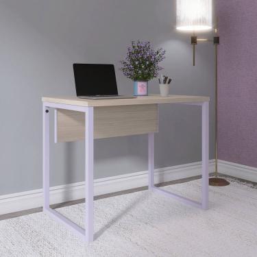 Imagem de Mesa para Escritório Industrial 90cm Pe25 Castanheira/Lilas