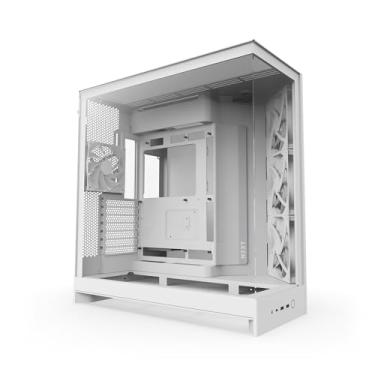 Imagem de NZXT H9 Flow (2025) – Caixa de PC de fluxo de ar de torre média ATX de câmara dupla grande – Inclui 3 ventoinhas de 140 mm e 1 x 120 mm – Suporte de radiador de 420 mm – Vidro temperado – Pronto para
