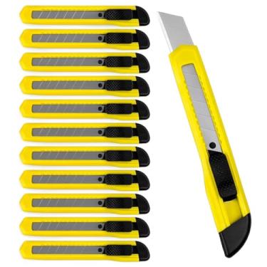Imagem de Cartela 12 Estiletes Grandes Multiuso Lâmina 18mm Profissional Com Trava