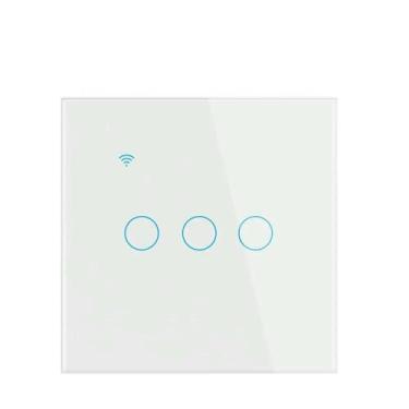 Imagem de GaoLeAve Interruptor inteligente WiFi interruptor de toque de parede com luz da UE 220V fio neutro/sem fio neutro Tuya Smart Life 1/2/3/4 Gang-101BW-WHITE-03