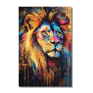 Imagem de Colorido Abstrato Animal Leão Gato Graffiti Arte Pintura Em Tela Carta