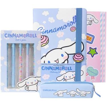 Imagem de Get Trend Hello Kitty Gifts Cinnamoroll Stationary Set Cute Notebook Pens Kawaii Pencil Case Anime Stickers Journal Accessories Gift for Teens (Blue Cinnamoroll)