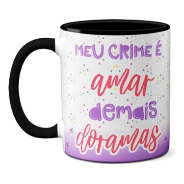 Imagem de Caneca Meu Erro É Amar Demais Doramas Fã Dorameira Fofa (Preta)