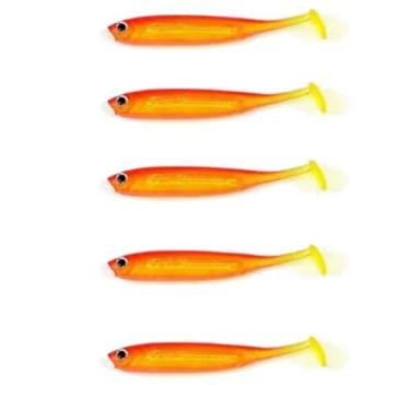 Imagem de Conjunto de iscas de cauda em T de arco-íris biônico de 5 peças iscas de cauda enrolada de alta visibilidade, iscas falsas de água doce/salgada