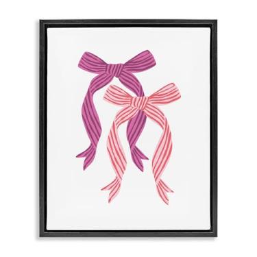 Imagem de Stupell Industries Tela flutuante preta com laço duplo magenta e vermelho design de arte de parede por Krissy Mast, 53 x 43 cm