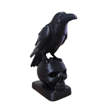 Imagem de Crânio Caveira Com Corvo impressão em 3D Decoração - ACTION FIGURE 3D