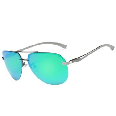 Imagem de Óculos de sol com proteção UV400 para homens e mulheres | Dobradiças de metal e alumínio na cor caramelo | Para dirigir e praticar esportes ao ar livre, verde