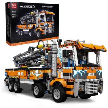 Imagem de Kit de Construção Caminhão com Bomba de Concreto com 2098 Peças para Crianças e Adultos, Mould King, Laranja