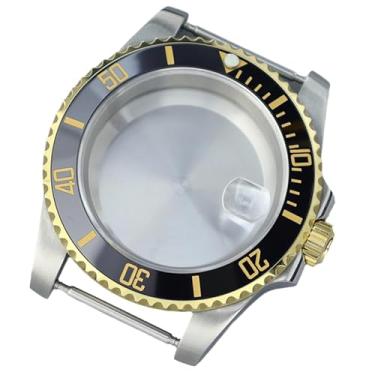 Imagem de FEIYASHI 40 mm Diver SUB Caixa de relógio de aço inoxidável dourada vidro safira para NH35 NH34/36 8215 2824 acessórios de relógio movimento, Tampa inferior sólida 3, Miyota8215 8205, Caixa de relógio