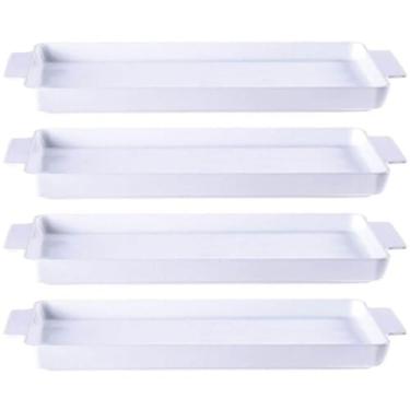 Imagem de Kit 4 Travessas Retangulares Branca Tramontina Refratário Porcelana 28x15cm Maria Augusta