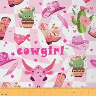 Imagem de jejeloiu Tecido de caveira de touro por The Yard 1 jarda Wild West Cowgirl Tecido de estofamento para cadeiras, sofá, sofá, crianças, boho, suculenta, decorativo, tecido botânico, faça você mesmo,
