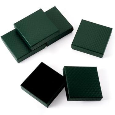 Imagem de Caixa de joias quadrada de papelão de 8 x 8 cm, 5 peças, caixa de presente de papel texturizado com esponja interna para pingentes, brincos, anéis, faça você mesmo, embalagem de armazenamento de joias