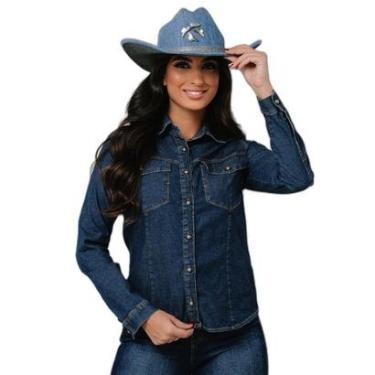 Imagem de CAMISA JEANS FEMININA BÁSICA MANGA LONGA-Feminino