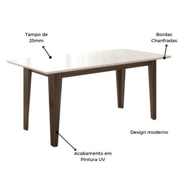 Imagem de Mesa de Jantar 6 Lugares Chicago Amendoa Off-White