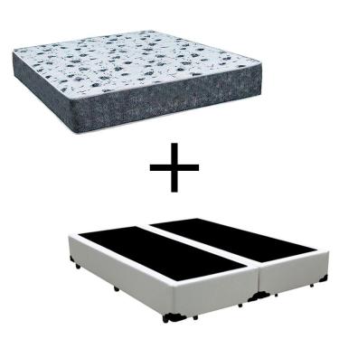 Imagem de Cama Box Casal 138 Bipartido Tecido Branco Com Colchão Alegro D28 Cinza 57x138x188