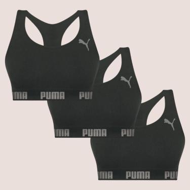 Imagem de Kit Com 3 Tops Puma Nadador Sem Costura E Sem Bojo Fitness Fit Para Academia Corrida Treino-Feminino