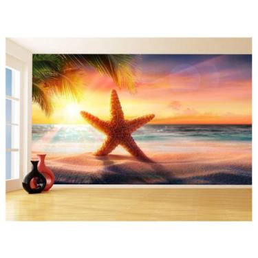 Imagem de Papel De Parede 3D Praia Areia Estrelas Mar Céu 3,5M Npr334 - Você Dec