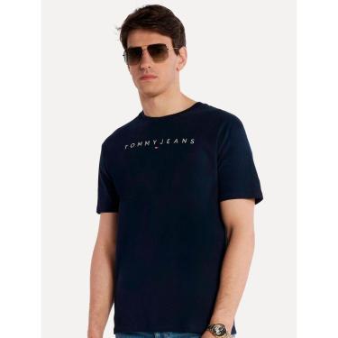 Imagem de Camiseta Tommy Jeans Masculina Core Linear Logo Tee Azul Marinho-Masculino
