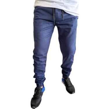 Imagem de CALÇA Jeans JOGGER MASCULINA SARJA COM ELASTICO - Bermudaria F&C, Azul