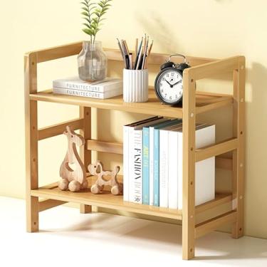 Imagem de Organizador de mesa de bambu, prateleira de suporte para livros, acessórios de estante de mesa, suporte de armazenamento, decoração de casa, para amigos da família