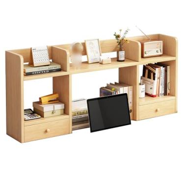 Imagem de Estante de mesa - Estante de madeira para mesa de computador, cabine de armazenamento de 3 camadas com 5 prateleiras Rack organizador de exibição de mesa para escritório, casa, dormitório