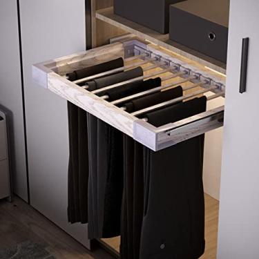 Imagem de Cabide ajustável de 45 a 120 cm, organizador retrátil de armário, cabide deslizante que economiza espaço para calças, cachecóis, gravatas e toalhas - tamanho de 60 a 85 cm