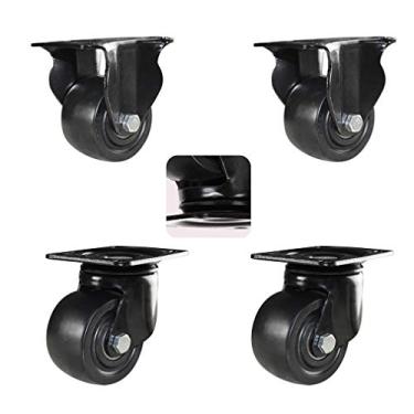 Imagem de Conjunto de 4 rodas de rodízio resistentes com freio, capacidade de 750 kg, rodízio de placa superior para carrinhos e móveis, disponível em tamanhos de 3,8 cm, 5 cm, 6,3 cm, 7,6 cm