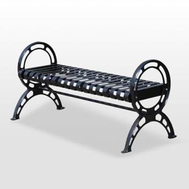 Imagem de Banco de jardim para pátio, banco de parque de metal resistente com moldura de ferro, cadeira de jardim com pernas de metal, para varanda, jardim, piscina, sala de estar, varanda (tamanho: B 47,2 pol