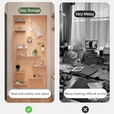 Imagem de Kit organizador de parede de quadro de madeira - Painel de armazenamento de exibição montado na parede para casa, escritório, garagem - verde, 78,7 x 58,4 cm - Solução de organização versátil