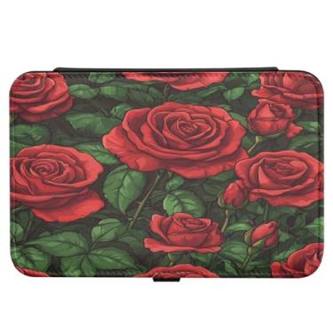 Imagem de Burbuja Caixa de joias de viagem de rosas para presente para mulheres e meninas, estojo de joias portátil de couro PU organizador para brincos, anéis, colares e pulseiras