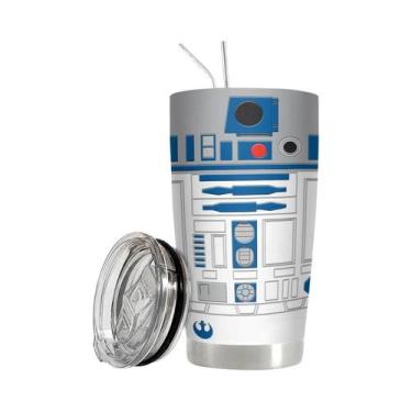 Imagem de Copo Térmico De Aço Inoxidável R2-D2 Com Canudo E Tampa Para Bebidas Q