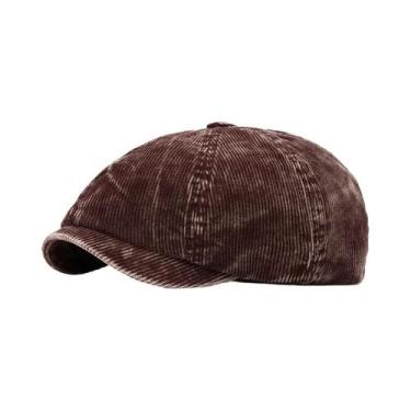 Imagem de Boina Unissex De Corduroy Para Cabeças Grandes, Chapéu Octogonal Quent
