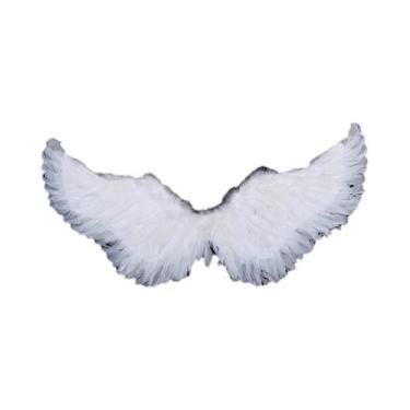 Imagem de Asas De Anjo Brancas Para Crianças E Adultos Com Varinha Mágica E Alça