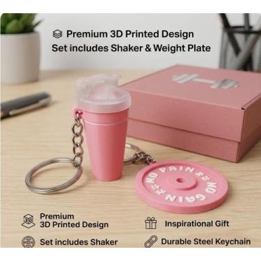 Imagem de Kit Chaveiros Academia Exercício Funcional Anilha + Garrafinha - msx