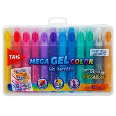 Imagem de Giz Mega Gel Retrátil Metálicos - 12 Cores - Tris