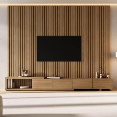 Imagem de Rack Extensível com Painel Ripado TV 86 Polegadas Planejado 280x250cm 