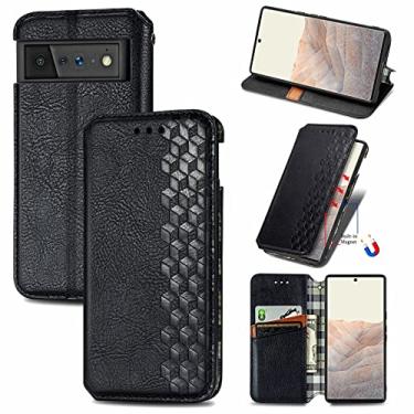 Imagem de YUNCHAO Caixa de telefone Para o Google Pixel 6 Grid cúbica pressionada Horizontal Flip Magnetic Leather Case With Holder & Card Slots & Wallet capa para celular