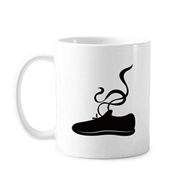 Imagem de Sapatos esportivos masculinos Caneca padrão contorno preto cerâmica cerâmica xícara de café porcelana louça