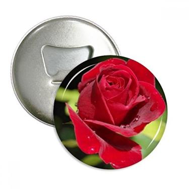 Imagem de Rosas vermelhas escuras flores abridor de garrafas ímã de geladeira emblema multifuncional
