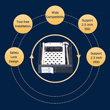Imagem de Estojo de disco rígido,Suporte para rack de disco rígido de slot duplo interno de 2,5 polegadas sem ferramentas Suporte para design de trava de segurança SATA HDD/SSD de 2,5 polegadas Hot pl