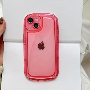 Imagem de Capa oval de silicone transparente de cor brilhante para iPhone 14 13 12 11 Pro Max XS X XR 7 8 Plus 6 Soft Air Cushion Buffer Cover, Rose, For 6 Plus, 6S Plus