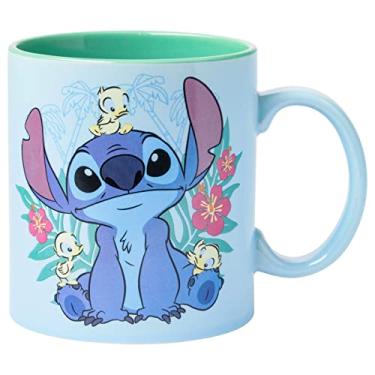 Imagem de Silver Buffalo Caneca de café de cerâmica Disney Lilo and Stitch Floral Ducks, 590 ml, 690 ml, Patos florais Stitch 590 ml, 590 ml
