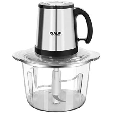 Imagem de Picador Elétrico De Alimentos, Processador Mini Picador Com Tigela De Aço Inoxidável/vidro 5L, 3 Velocidades, 4 Lâminas De Dois Níveis, 400 W, Batedor, Tampa De Corte, Para Mistura De Carne, Legum