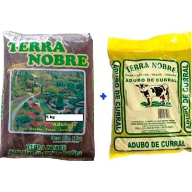 Imagem de Kit Terra Adubada 5Kg + Adubo Orgânico de Curral 1Kg Terra Nobre - Plantas - Hortas - Plantação